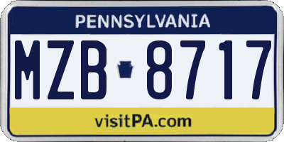 PA license plate MZB8717
