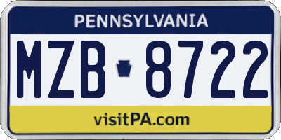 PA license plate MZB8722