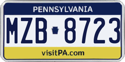 PA license plate MZB8723