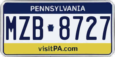 PA license plate MZB8727