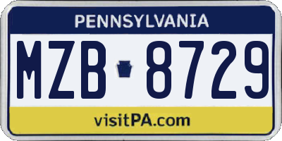 PA license plate MZB8729