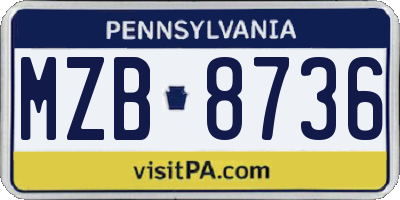 PA license plate MZB8736