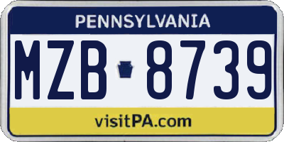 PA license plate MZB8739