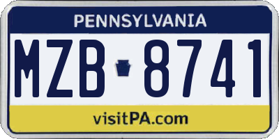 PA license plate MZB8741