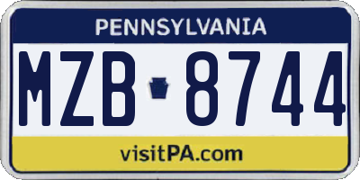 PA license plate MZB8744