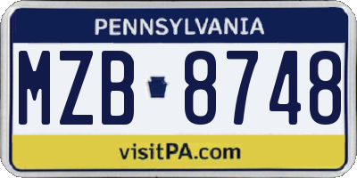 PA license plate MZB8748