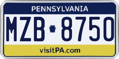 PA license plate MZB8750