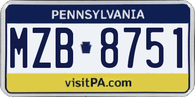 PA license plate MZB8751
