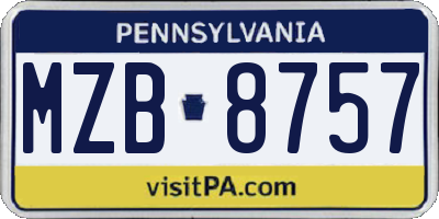 PA license plate MZB8757