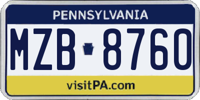 PA license plate MZB8760