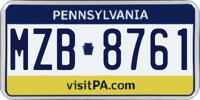PA license plate MZB8761