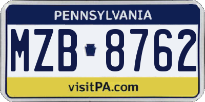 PA license plate MZB8762