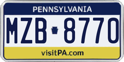 PA license plate MZB8770