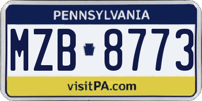 PA license plate MZB8773