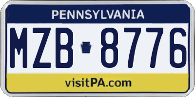 PA license plate MZB8776