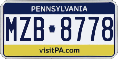 PA license plate MZB8778