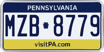 PA license plate MZB8779