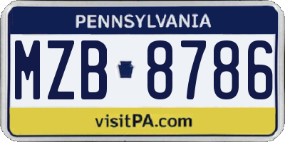 PA license plate MZB8786