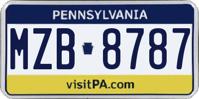 PA license plate MZB8787