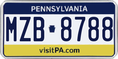 PA license plate MZB8788