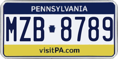 PA license plate MZB8789