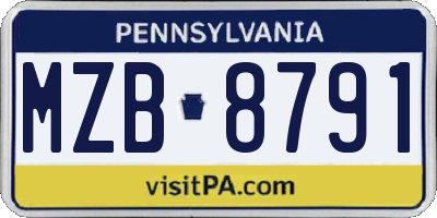 PA license plate MZB8791