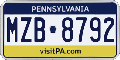PA license plate MZB8792