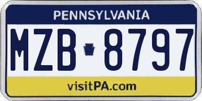PA license plate MZB8797