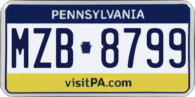 PA license plate MZB8799