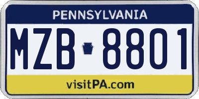 PA license plate MZB8801
