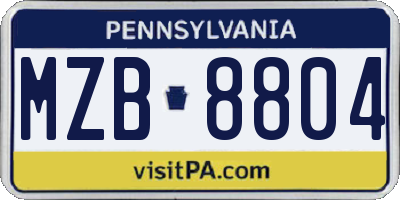 PA license plate MZB8804