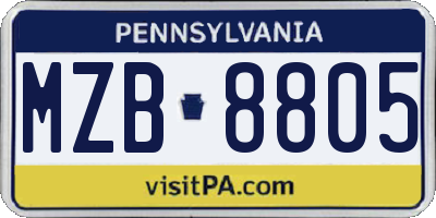 PA license plate MZB8805