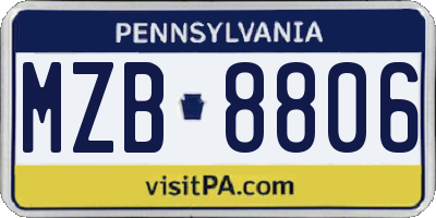 PA license plate MZB8806