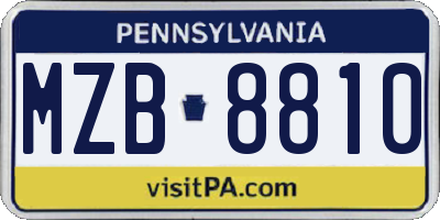 PA license plate MZB8810
