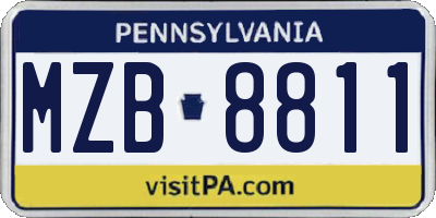 PA license plate MZB8811
