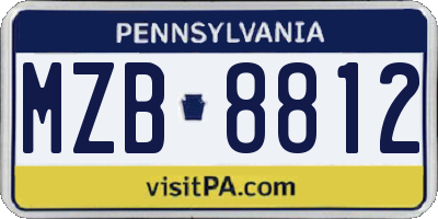 PA license plate MZB8812