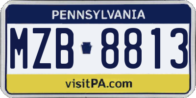 PA license plate MZB8813