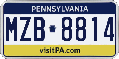 PA license plate MZB8814