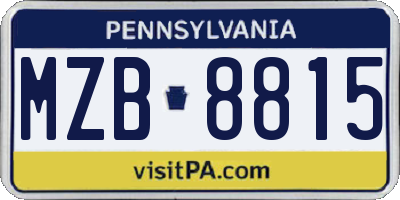 PA license plate MZB8815