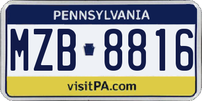 PA license plate MZB8816