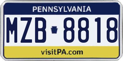 PA license plate MZB8818