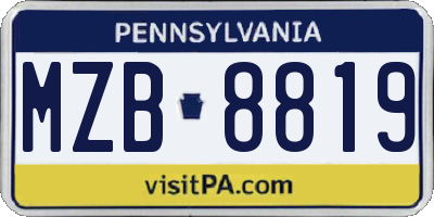 PA license plate MZB8819
