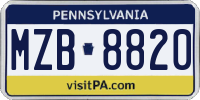 PA license plate MZB8820