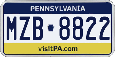 PA license plate MZB8822
