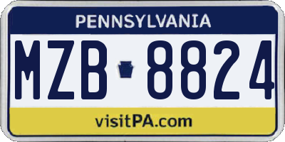 PA license plate MZB8824