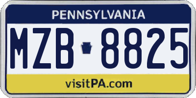 PA license plate MZB8825