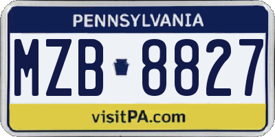PA license plate MZB8827