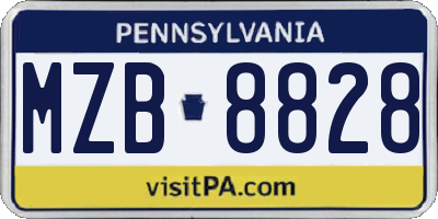 PA license plate MZB8828