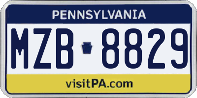 PA license plate MZB8829