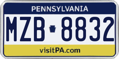 PA license plate MZB8832